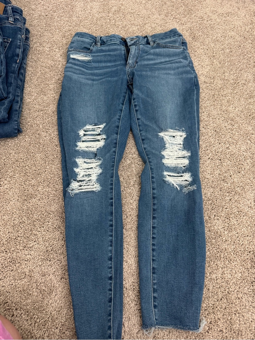American Eagle Outfitters Ripped Dark-Blue Skinny Jeans